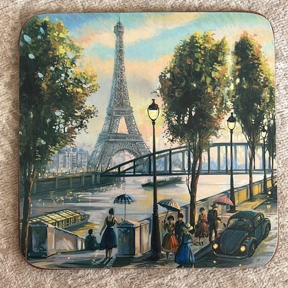 Set of 6 Paris Cork Coasters Eiffel Tower Coffee Table Decor Travel Romantic - Picture 3 of 16